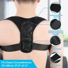 Unique Bargains Unisex Adjustable Back Posture Corrector Clavicle Belt Shoulder Support Strap Black 1 Pc