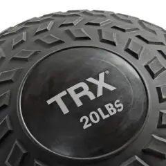 TRX 20 Pound Weighted Textured Tread Slip Resistant Rubber Slam Ball for High Intensity Full Body Workouts and Indoor or Outdoor Training, Black