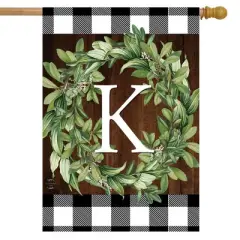 Wreath Monogram K Double-Sided House Flag Everyday 28" x 40" Briarwood Lane