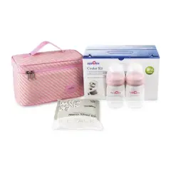 Spectra Pink Cooler with Ice Pack and Breast Milk Bottles Kit