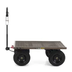 Gorilla Cart GORMP-12 5 Cubic Feet 1200 Pound Capacity Heavy Duty Durable Steel Multi Use Quick Dump Wagon Utility Cart w/ 2 In 1 Towing Handle, Gray