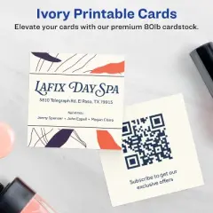 Avery Printable Square Business Cards with Sure Feed Technology, 2.5" x 2.5", Ivory Cardstock, Print-to-the-Edge, Laser/Inkjet Cards, 90 Total