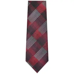 TheDapperTie Men's Burgundy, Black And White Geometric Necktie with Hanky
