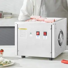 VEVOR Fried Ice Cream Roll Machine, 11" x 9.5" Stir-Fried Ice Cream Pan, Stainless Steel Rolled Ice Cream Maker with Compressor and 2 Scrapers