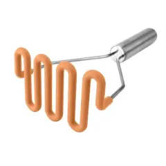 Tovolo Stainless Steel Handled Potato Masher Apricot Orange: Silicone & Stainless Steel, Hand Wash, 14.1" Length