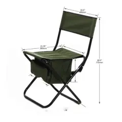 DSVIMOY Outdoor Portable Chairs, 4-piece Folding Outdoor Chair with Storage Bag, Portable Chair for Outdoor Camping, Green, 19.3"*15.35"*30.5"