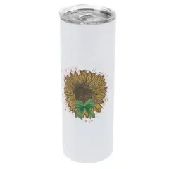 Elanze Designs 20 Ounce Stainless Steel On the Go Travel Tumbler With Push Top Lid, Sunflower