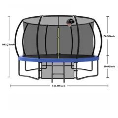DSVIMOY Trampoline, Kids&Adults Trampoline with Heighten Net, Indoor Outdoor Recreational Trampoline, Blue, 144.09"*144.09"*107.87"