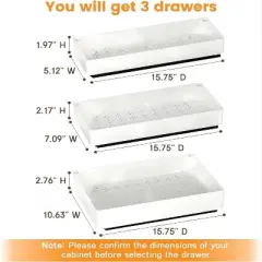 Pull Out Cabinet Organiser, Slide Out Drawer for Kitchen Cupboard, Roll-Out Extendable Sliding Drawer, No Need Drill and Nailing