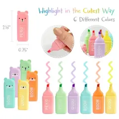 Wrapables Cute and Colorful Highlighters, Marker Pens, Stationery Supplies (Set of 6), Bears