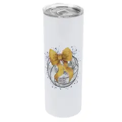 Elanze Designs 20 Ounce Stainless Steel On the Go Travel Tumbler With Push Top Lid, Volleyball With Gold Bow