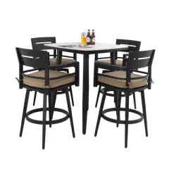 Christopher Knight Home Todd Patio 5 Piece Aluminum Swivel Bar Set with Removable Sunbrella Cushion
