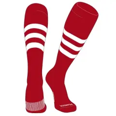 PEAR SOX Striped OTC Baseball, Softball, Football Socks (A) Red, White
