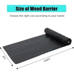 4Ft x 250Ft Heavy Duty Weed Barrier Fabric, 5 Oz Professional Grade Landscape Fabric, Weed Block Gardening Mat for Plant Bed, Erosion Control