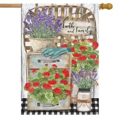 Faith and Family Farmhouse Spring House Flag Floral 28" x 40" Briarwood Lane