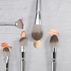 Unique Bargains Foundation Powder Concealers Eye Shadows Makeup Brushes and Storage Case Gray 14 Pcs