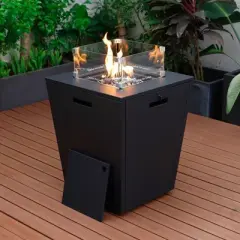 LeisureMod Chelsea Aluminum Modern Outdoor Propane Fire Pit Table with Lid, Sleek Design for Patio, Deck, Garden, Backyard, Lounge, or Poolside Area