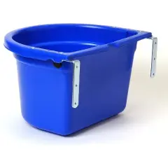 Little Giant 20 Quart Heavy Duty Mountable Plastic Fence Feeder Bucket for Feeding Small Livestock and Pets at Home or Farm, Blue
