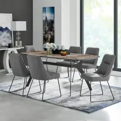 Set of 2 Quartz Fabric and Metal Dining Chairs Gray - Armen Living