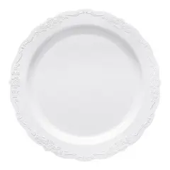 Smarty Had A Party 7.5" White Vintage Plastic Appetizer Plates - 120 pcs