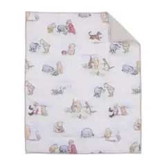 Disney Winnie the Pooh Classic Pooh Ivory, Blue, Sage, Tan Storybook 6 Piece Nursery Crib Bedding Set