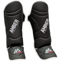 Amber Fight Gear Centurion Shin Guards &ndash; Skintex Leather, Foam Padding, Lightweight & Durable for MMA, Muay Thai & More.