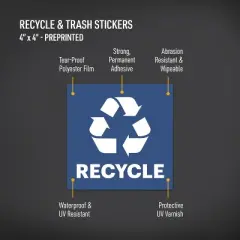 Avery Recycle and Trash Stickers, 4" x 4", Blue and Black, 8 Total