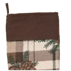 C&F Home 20" Lookout Lodge Plaid Cabin Pinecone & Pine Leaves Hanging Large Christmas Stocking