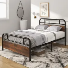 Costway Metal Platform Bed Frame Industrial Headboard Mattress Foundation