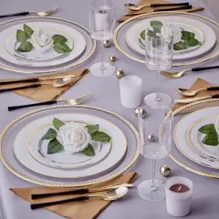 Silver Spoons Elegant Disposable Plastic Plates for Party, Heavy Duty Disposable Plate Set, (10 PC) - Ritz