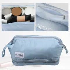 Unique Bargains Cosmetic Travel Bag Makeup Bag Waterproof Organizer Case Toiletry Bag for Women Nylon 27.5x19x15cm