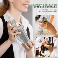 NutriChef 3-Piece Bartender Cocktail Shaker Set with Jigger & Bar Spoon - NCCSPC33