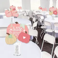 Big Dot of Happiness Girl Little Pumpkin - Fall Birthday Party or Baby Shower Centerpiece Sticks - Showstopper Table Toppers - 35 Pieces