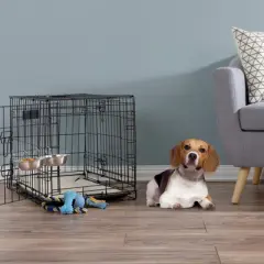 Pet Adobe Hanging Stainless Steel Dog Bowl Set for Kennels and Crates