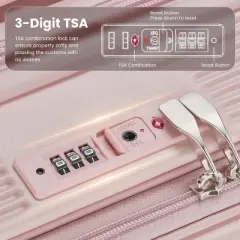 KTMBDW Carry On Luggage, 18&iexcl;&plusmn; Suitcase with Front Laptop Pocket, Travel Luggage PC Hardside with Spinner Wheels & TSA Lock and Cover, Pink