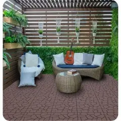 New Stone texture 12" Patio Deck Tiles, 44 Pcs DIY Module Interlocking Decking Tiles Floor Tile
