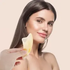 Unique Bargains Portable Gua Sha Facial Massage Beauty Tool Yellow 1 Set