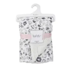 Nicole Miller Cheetah Printed Mink/Sherpa Backing Kids' Throw Blanket - Gray