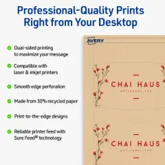 Avery Arched Business Cards, 2" x 3-1/2", Kraft Brown, 80 Total