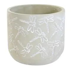 Home & Garden 6.0" Dragongly Embossed Planter Lg Indoor Outdoor Abbott Giftware  -  Planters