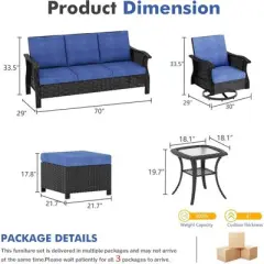 SUGOLD Outdoor Furniture 6-Piece Patio Wicker Furniture Set, All Weather Wicker Outdoor Furniture Set