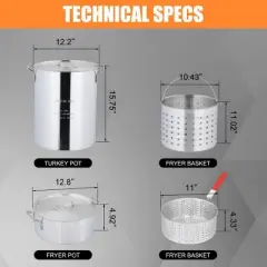 Winado 30qt. Turkey Fryer With Basket Outdoor Propane Deep Fryers Burner Stand With Side Shelf