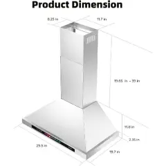 Cesicia 30-in Silver 4-speed 900CFM Wall Mounted Range Hood