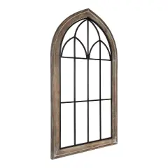27" x 48" Rennel Window Pane Arch Wall Decor Rustic Brown - Kate and Laurel