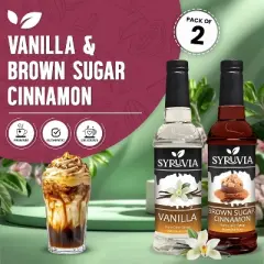 Syruvia Coffee Flavors Variety Pack: Vanilla & Brown Sugar Cinnamon 25.4 fl oz Syrup