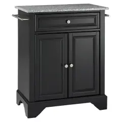 LaFayette Solid Granite Top Portable Kitchen Island - Black - Crosley