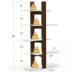 Costway 5-Tier Bookshelf Freestanding Storage Shelf Tree Bookshelf Room Divider
