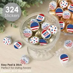 Big Dot of Happiness Stars & Stripes - Patriotic Party Small Round Candy Stickers - Party Favor Labels - 324 Count