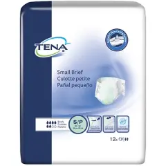 TENA Small Incontinence Briefs, Moderate Absorbency, Unisex, Small, 12 Count, 8 Packs, 96 Total