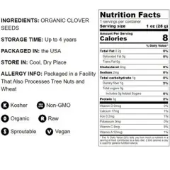 Organic Clover Sprouting Seeds - by Food To Live